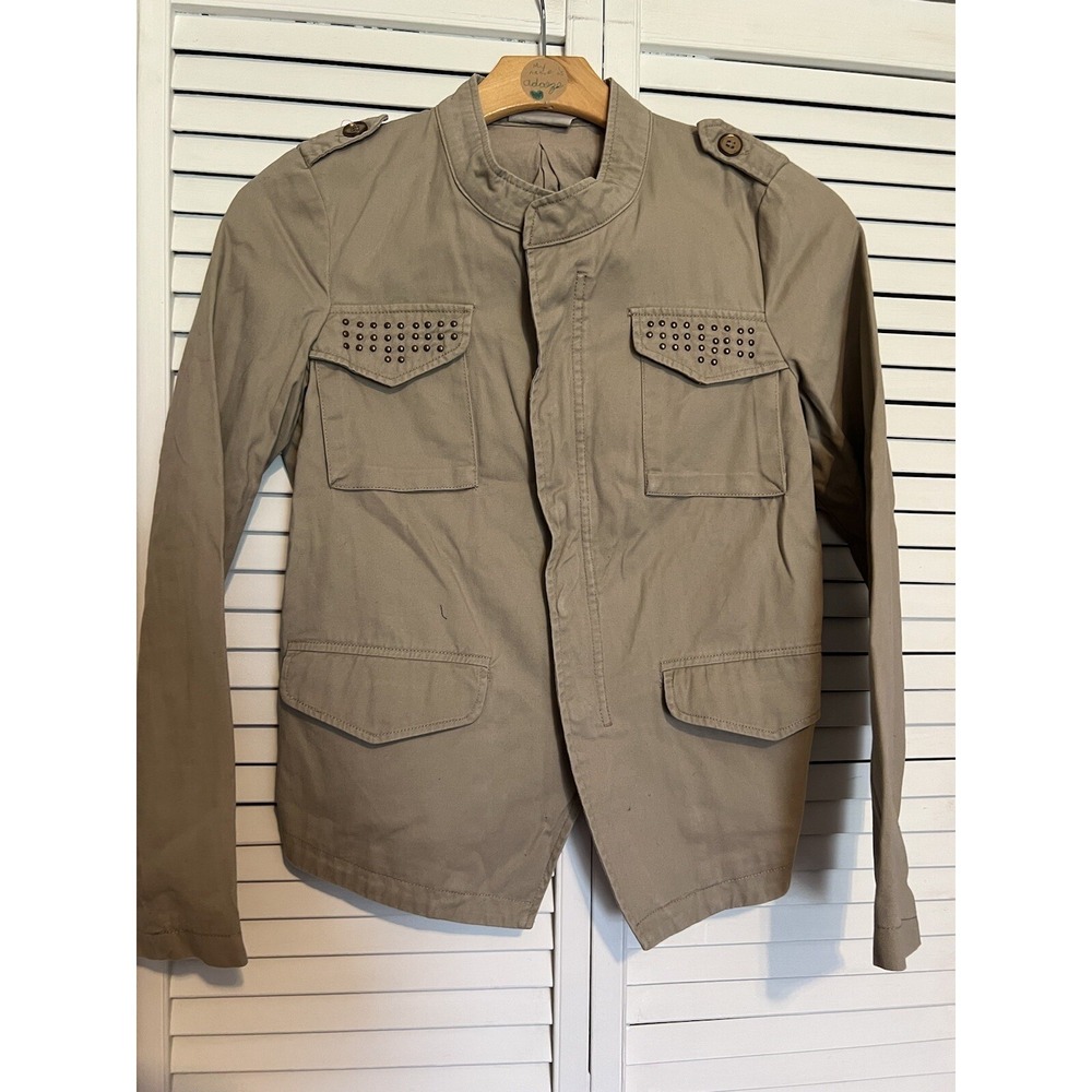 OLIVE & OAK Women's Size Medium M Jacket Coat Khaki Cotton Tan Beige Safari